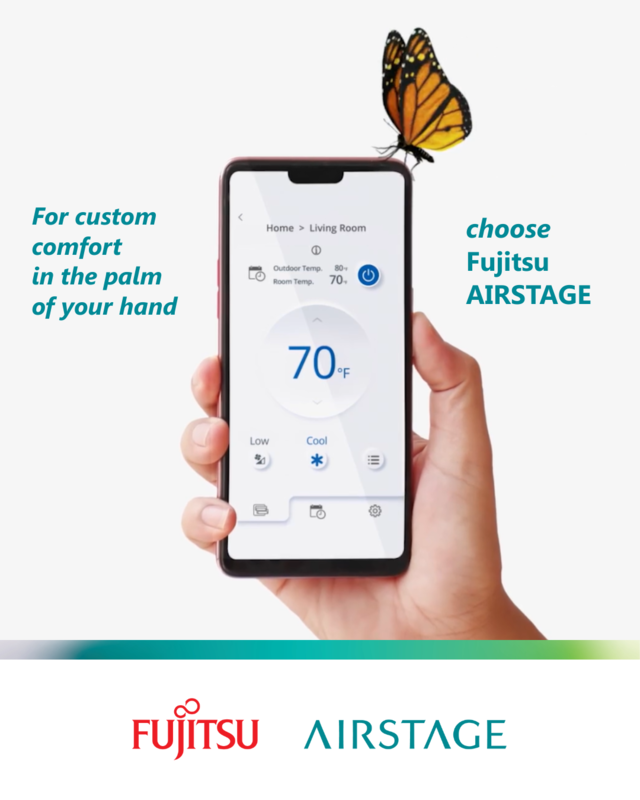 Fujitsu Airstage smart control app on a smartphone