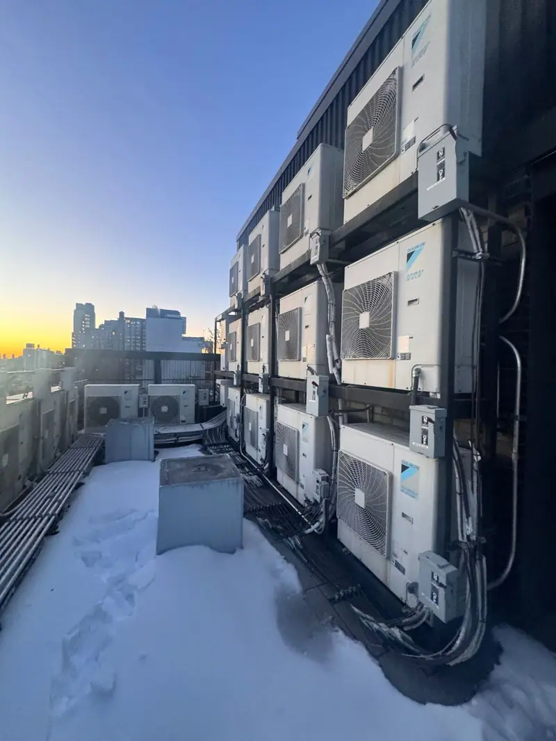 Daikin ductless units installed on a Brooklyn rooftop